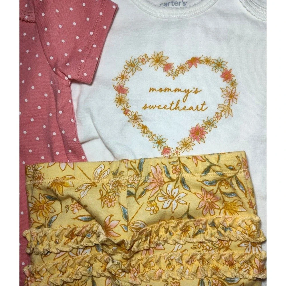 Carter's Baby Girl 9 Mos Mommy's Sweetheart Outfit Lot Footed Sleeper Floral NWT
